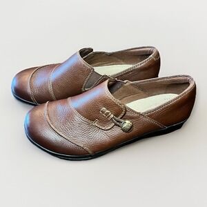 Clarks Cheyn Misha Loafers Leather Comfort Shoes Slip On Brown Women's Size 7 W